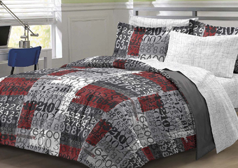 My Room Number Time Ultra Soft Microfiber Boys Comforter Set, Gray, Full